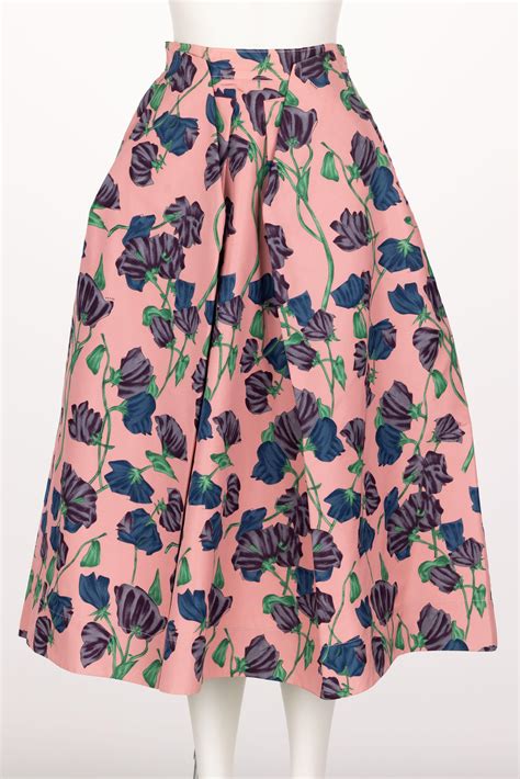 Prada Resort 2008 Pink Floral Silk Full Skirt .